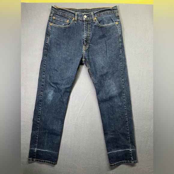 Levi’s 505 Relaxed Straight Denim Jeans Mens 34/30 Blue Cotton Comfy 1318 - Picture 1 of 8
